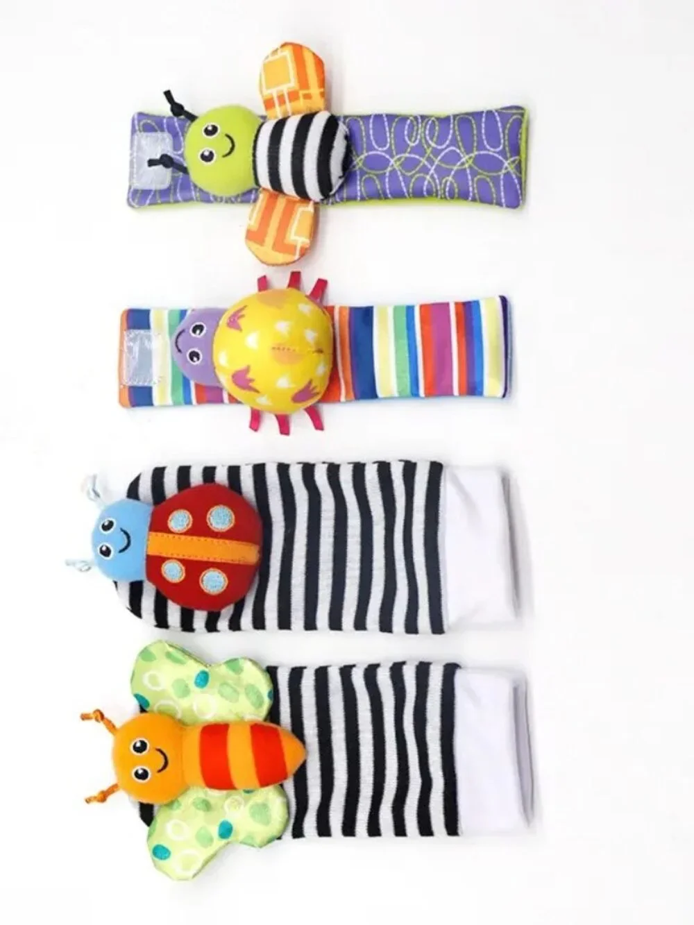 NEW Rattle Socks Wrist Hand Foot Finder Insects Sensory Toy Set Learning Baby
